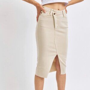 JUDY BLUE Crossover Waistband Midi Skirt Size L